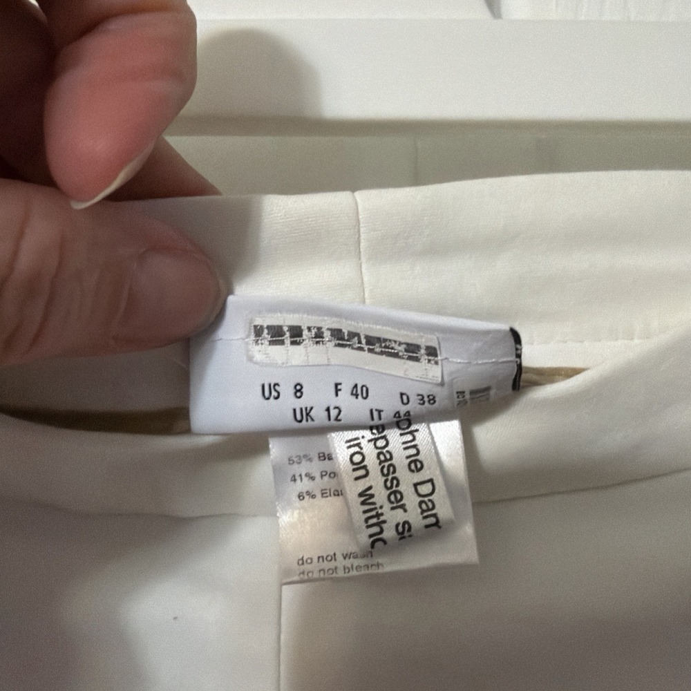 Akris Punto Franca Slim Ankle Pants Women's 8 Ivory Techno Cotton Blend Side Zip - Picture 5 of 6